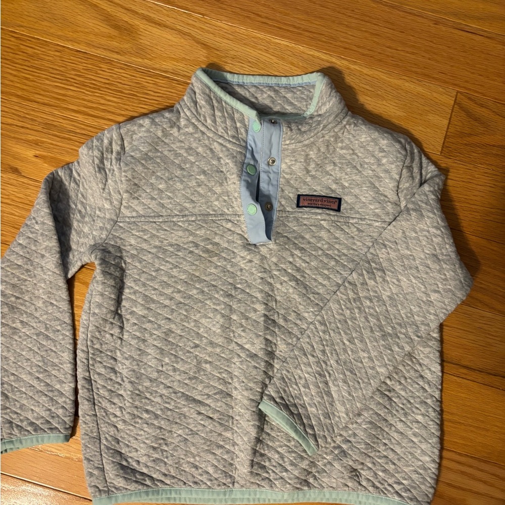 Vineyard Vines Light Gray Quilted Kids Pullover